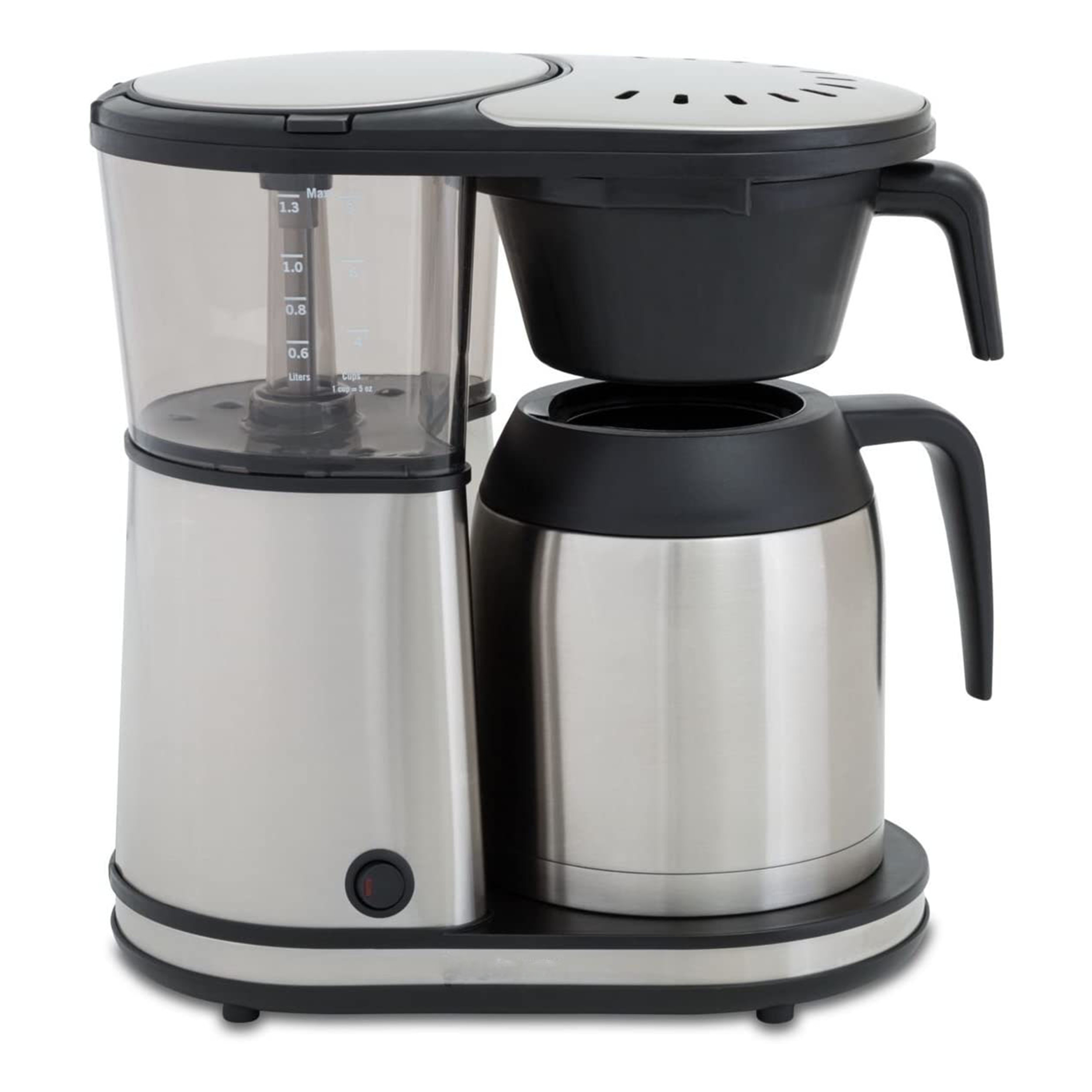 8 Cup One Touch Coffee Maker Featuring Hanging Filter Basket and Thermal Carafe