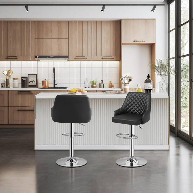 Barstools Set of 4 Counter Height Bar Stools Adjustable Stools with Back and Arm Kitchen Island Stools Swivel Bar Chairs