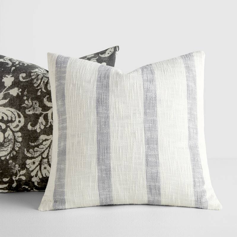 2-Pack Yarn-Dyed Patterns Decor Throw Pillows in Yarn-Dyed Awning Stripe / Distressed Floral
