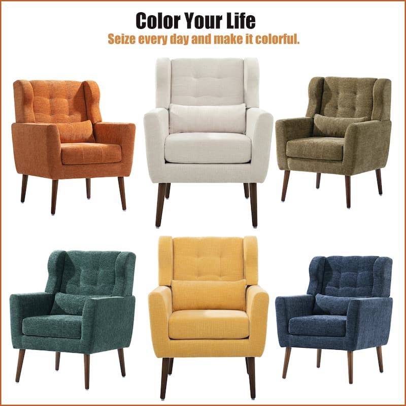 Mid Century Modern Chair with Chenille Fabric Lounge Arm Chairs