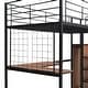 preview thumbnail 16 of 18, Twin Size Metal Loft Bed with Desk and Metal Grid, Stylish Metal Frame Bed with Lateral Storage Ladder and Wardrobe