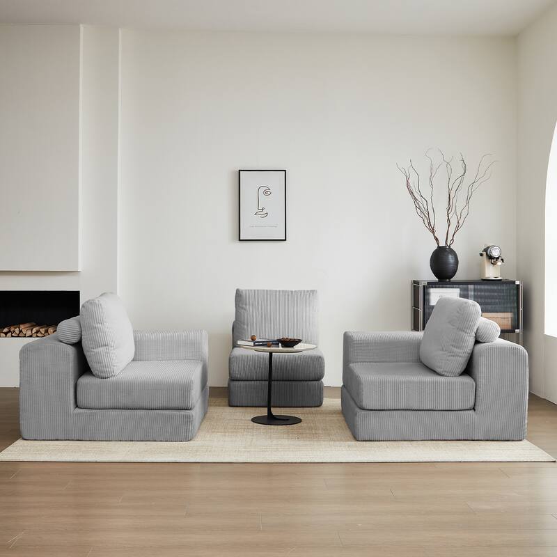 108'' Modular Sectional 3-Seater Cloud Sofa Bed with Deep Seating and High-Density Foam Cushions for Living Room or Apartment