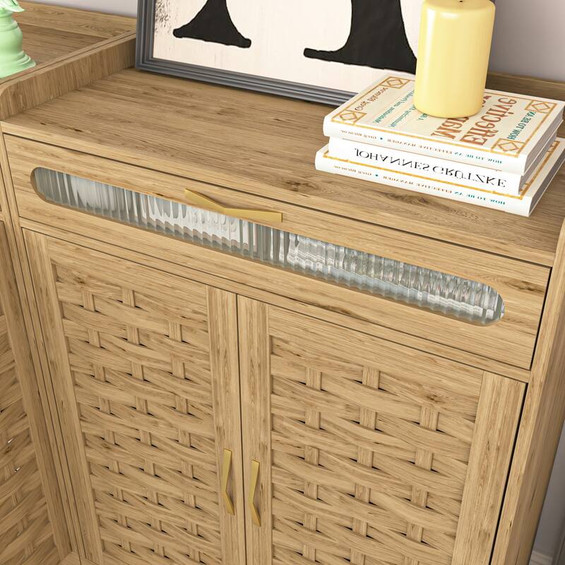 Farmhouse Buffet Cabinet with Barn Door, Drawer and Adjustable Shelf for Kitchen, Dining Room, Bathroom