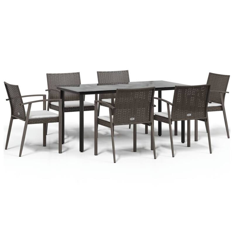 vidaXL 3/5/7/9 Piece Patio Dining Set with Cushions Poly Rattan and Steel
