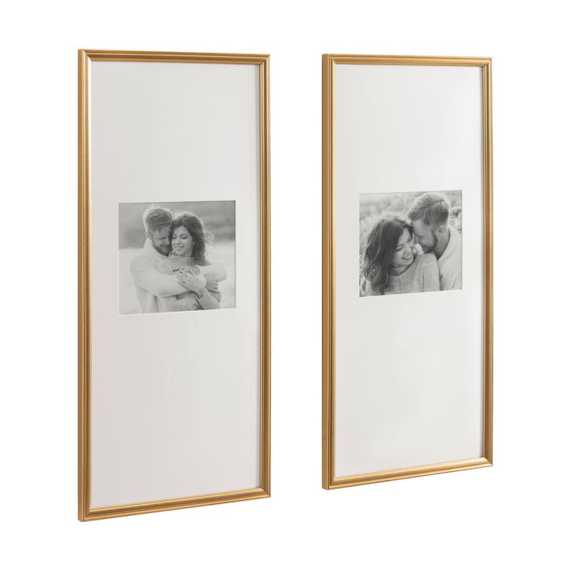 Kate and Laurel Adlynn Photo Frame Set - 14x30 matted to 8x10 - Gold