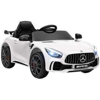 Mercedes-Benz AMG GTR 12V Kids Electric Car with Remote Control, LED Lights & Music - White