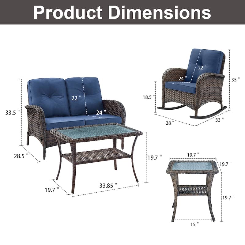 Gymojoy Outdoor Wicker Patio Furniture Loveseat and Chair Set