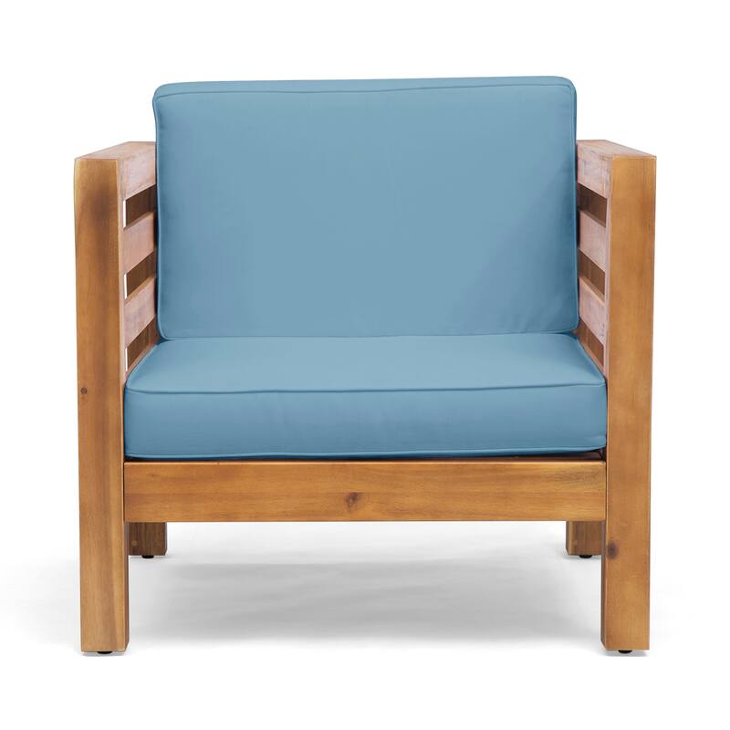 Oana Outdoor Acacia Wood Club Chair with Cushion by Christopher Knight Home
