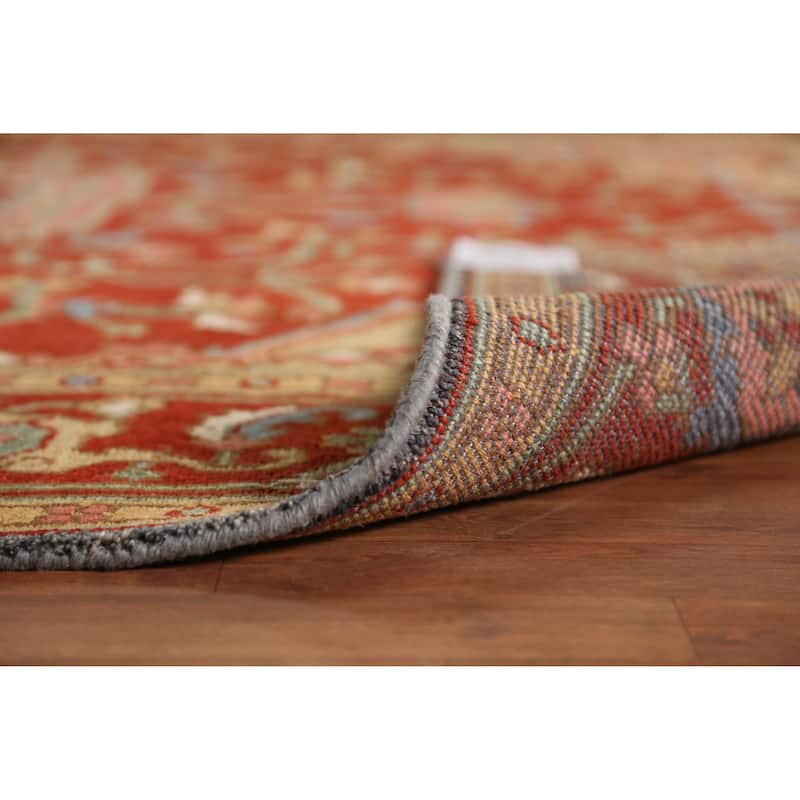 Heriz Serapi Indian Area Rug Handmade Orange Wool Carpet - 8'11" x 11'9"
