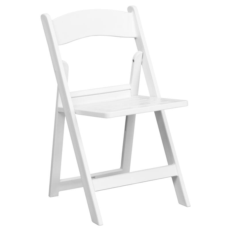 2 Pack 1000 lb. Capacity White Resin Folding Chair with Slatted Seat - 18"D x 17.5"W x 30.75"H