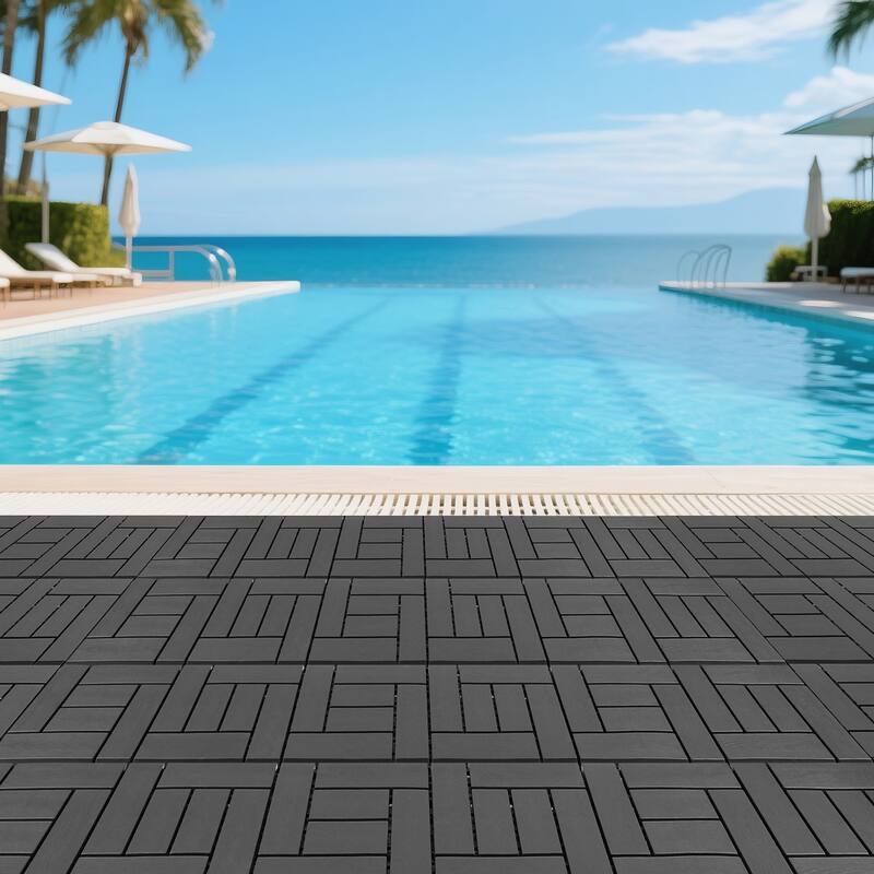 12-inch ZZ style interlocking deck tiles, DIY modular interlocking decking floor tiles, indoor and outdoor, 44pcs