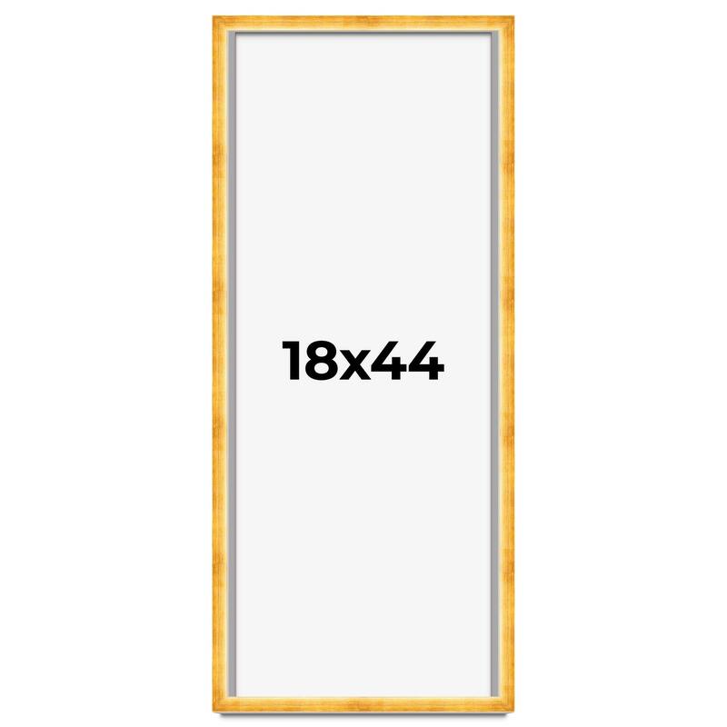 18x44 Shadow Box Frame Gold | 1.625 Inches Deep Real Wood Traditional