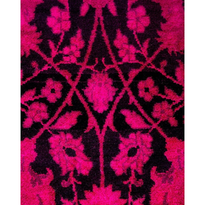 Overton Hand Knotted Wool Vintage Inspired Modern Contemporary Overdyed Pink Runner Rug - 3' 1" x 11' 0"