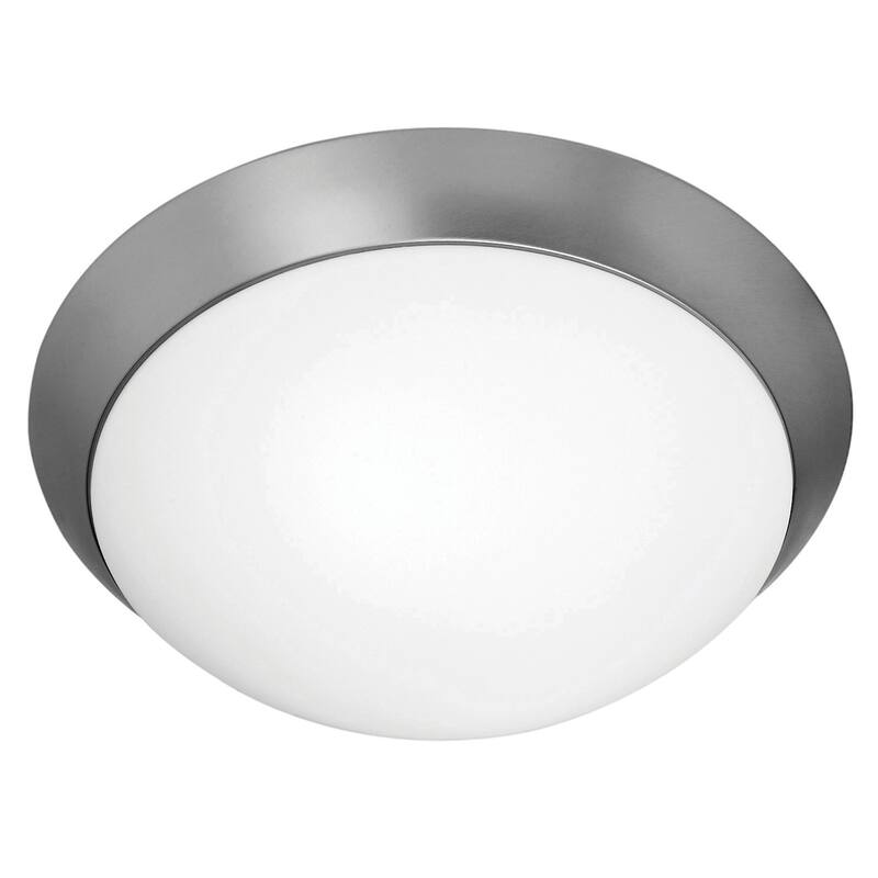 Access Lighting Cobalt 2 Light Flush Mount Ceiling Fixture - Brushed Steel / Opal