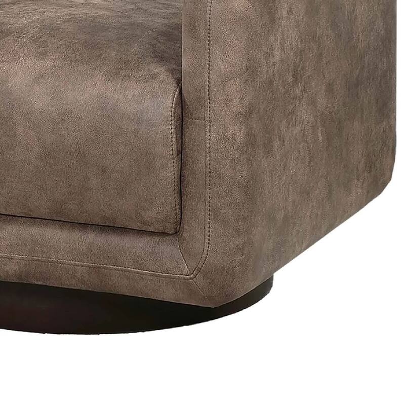 Wade Swivel Armchair, Square Frame, Auburn Red Faux Leather