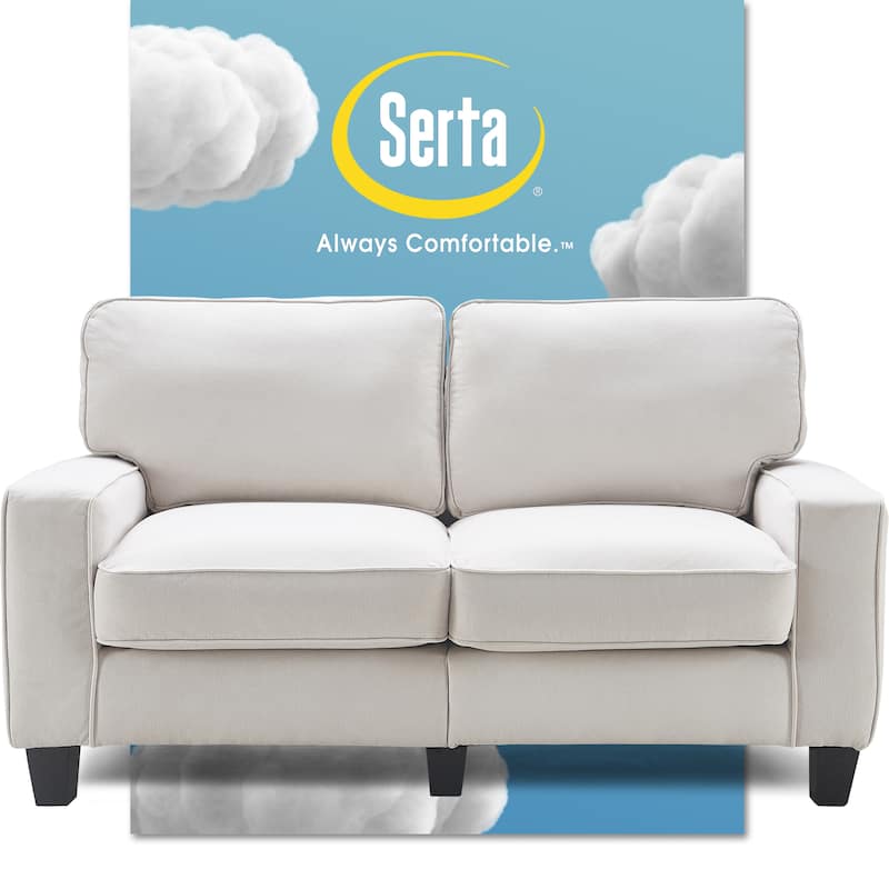 Serta Palisades Upholstered 61" Sofas for Living Room Modern Design Couch, Straight Arms, Tool-Free Assembly - Cream