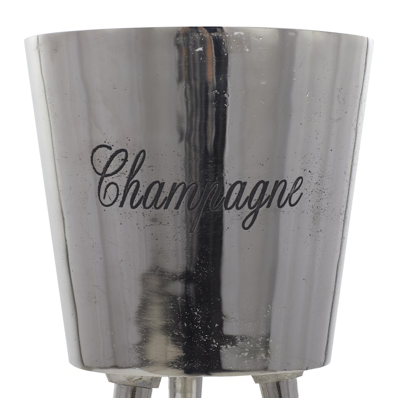 Aluminum Metal Tall Floor Champagne 3 Bottle Ice Bucket - Gray or Gold - Roche River Decor