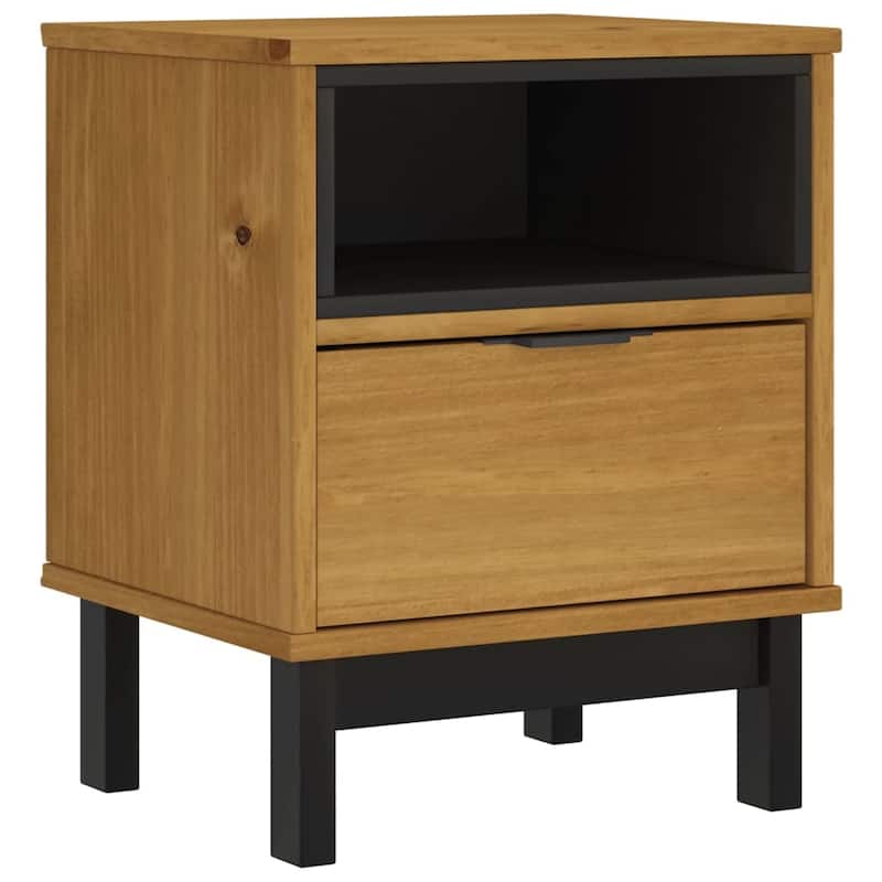vidaXL Bedside Cabinet FLAM 15.7"x13.8"x19.7" Solid Wood Pine