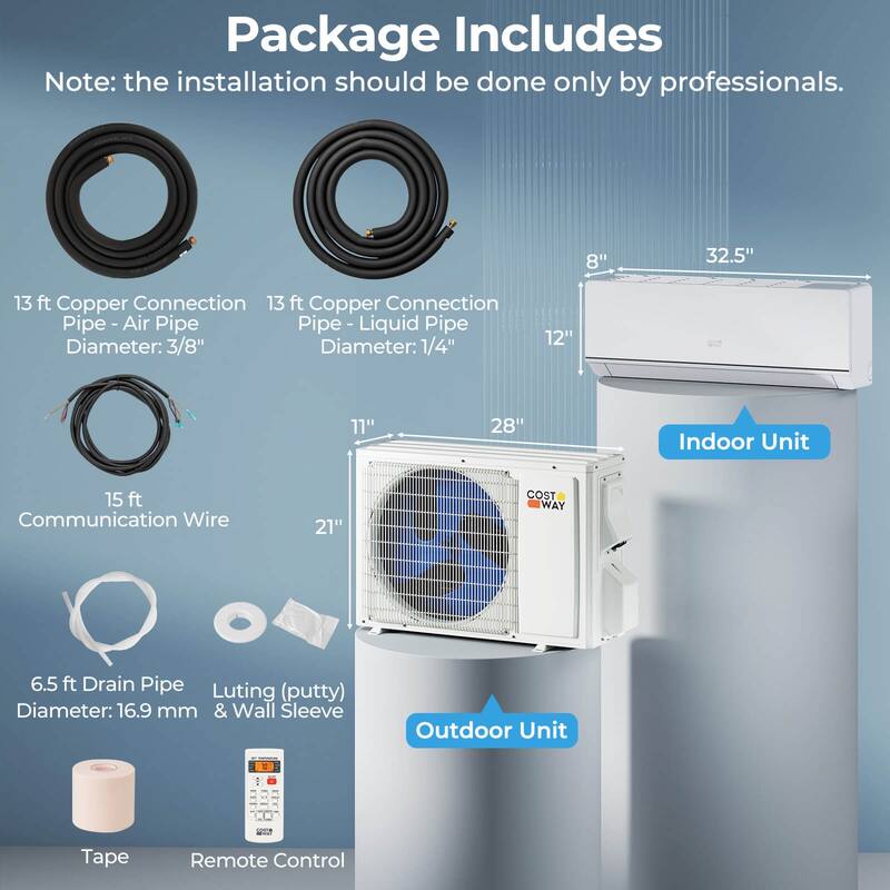 Costway 12000 BTU 115V Mini Split Air Conditioner & Heater with 1 Ton - See Details