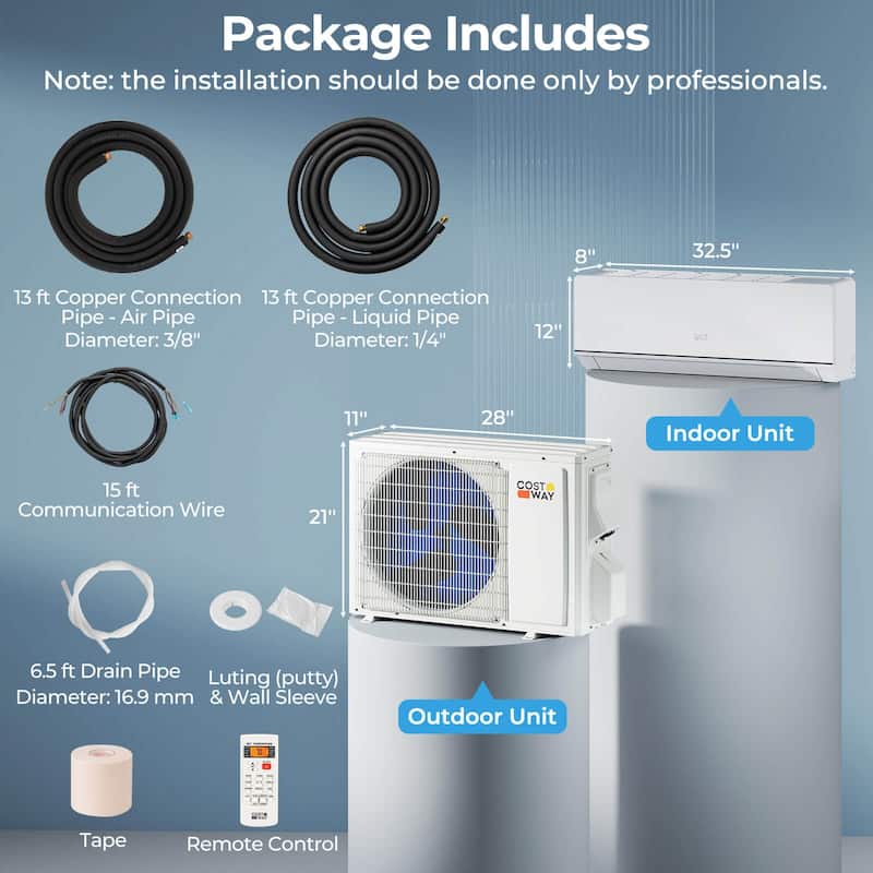 Costway 12000 BTU Mini Split Air Conditioner & Heater with 1 Ton Heat - See Details