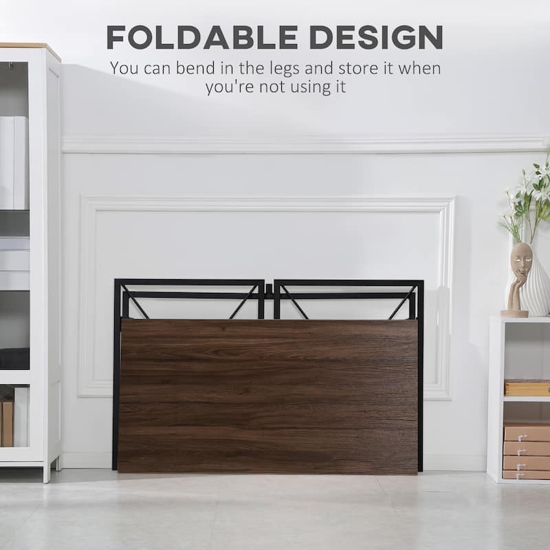 HOMCOM Folding Computer Desk, 47.25"W Home Office Writing Desk with Metal Frame