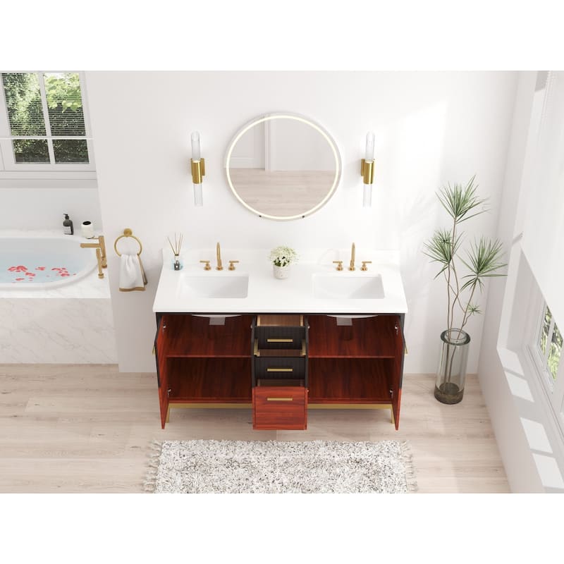 60 Inch Modern Double Sink Bathroom Vanity - 60 Inch