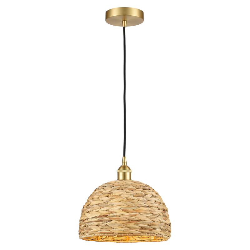 Innovations Lighting Endless Possibilities Edison - Woven Rattan - 1 Light 12" Cord Hung Mini Pendant - Satin Gold