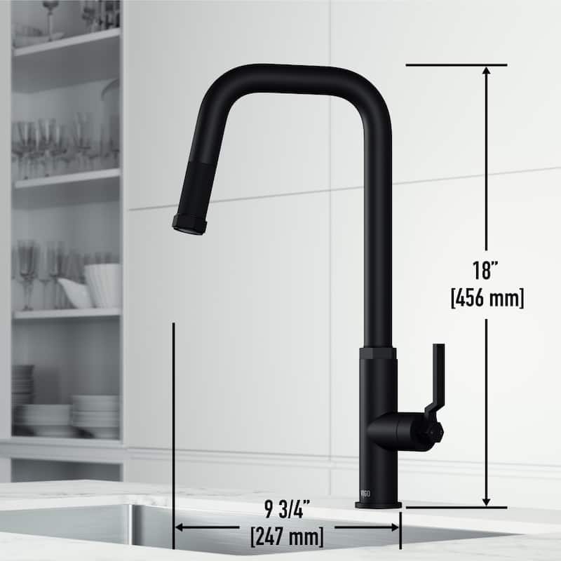 VIGO Hart Angular 18" H Single Handle Pull-Down Kitchen Faucet