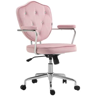 Stylish Velvet Vanity Chair with Rhinestone Backrest, Tilt Function, and Rolling Wheels for Home Office or Makeup Desk