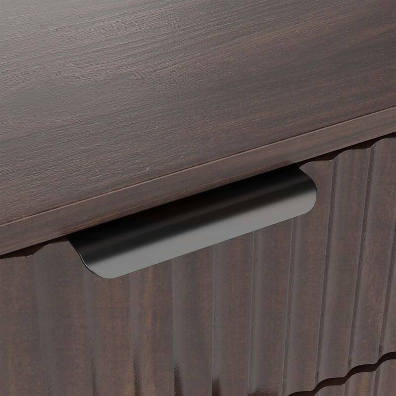 Wood Tilt-Out Trash Can Cabinet with Wave-Textured Hideaway Drawer and Pull-Out Bin,