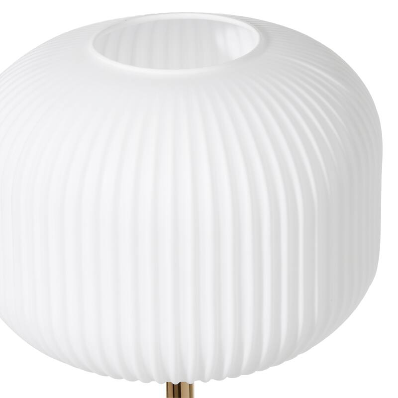 CosmoLiving by Cosmopolitan White Metal Room Floor Lamp with Round Ribbed Shade