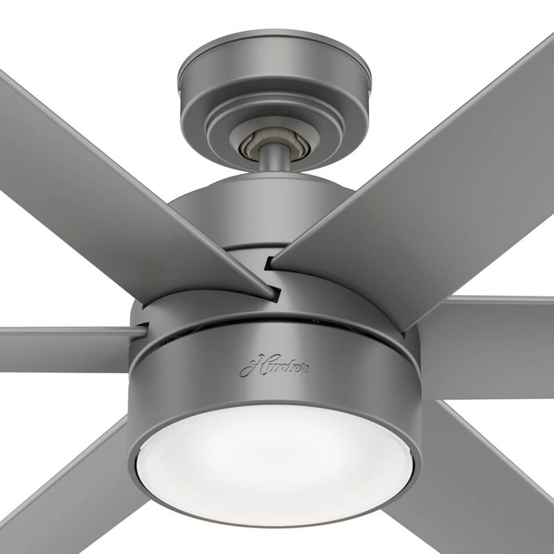 Hunter 72" Solaria Outdoor Ceiling Fan with LED Light, Wall Control - Damp-Rated - Industrial, Contemporary - ENERGY STAR!