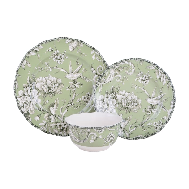 Adelaide Sage Porcelain 12 Pc Dinnerware Set