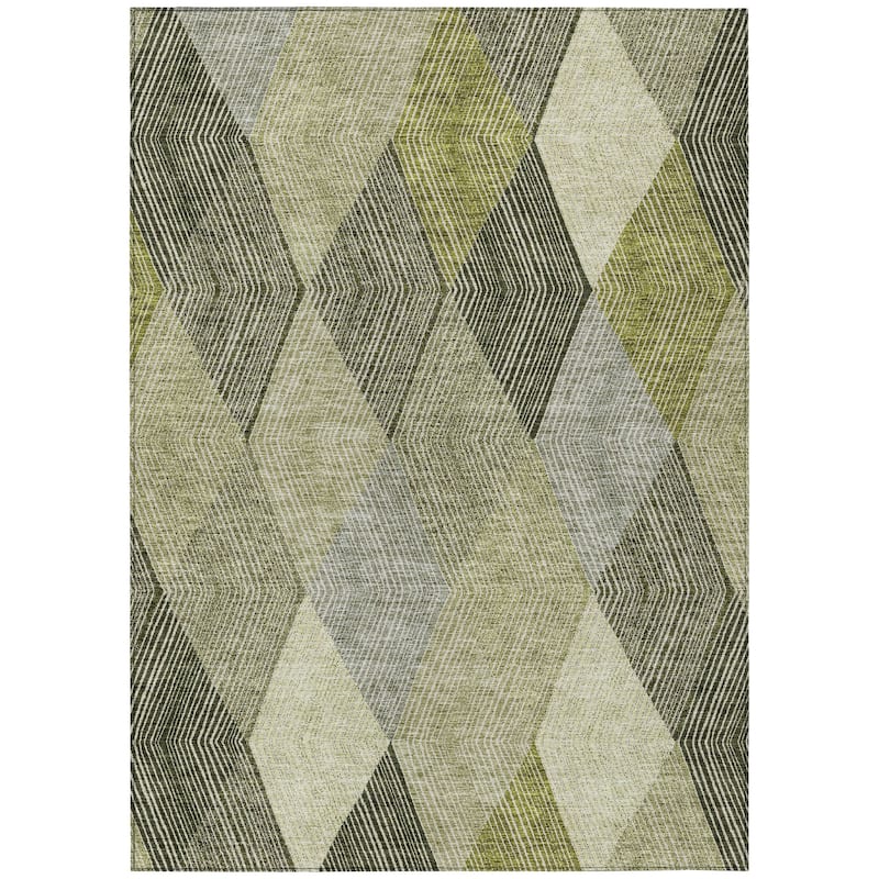Machine Washable Indoor/ Outdoor Diamond Stripes Chantille Rug