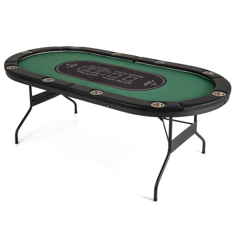 Costway Foldable 10 Player Poker Table Casino Texas Holdem with LED - See Details