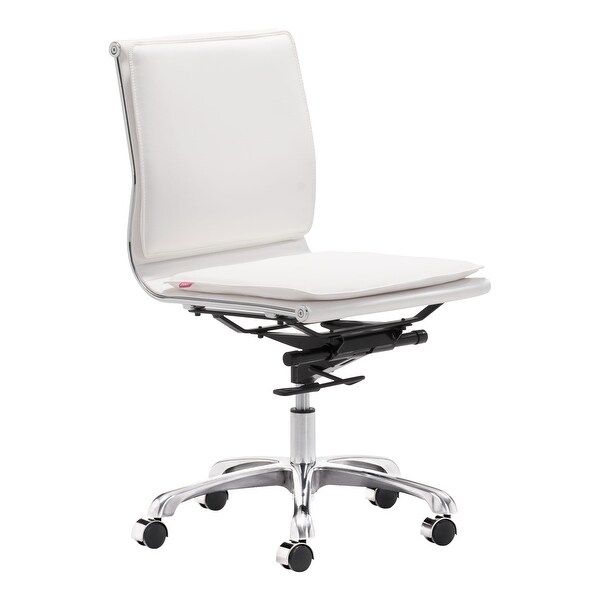 Dream Plus Armless Office Chair White - 23L x 23W x 36.6-40H
