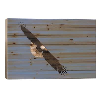 Bald Eagle flying V Print On Wood by Ken Archer - Multi-Color
