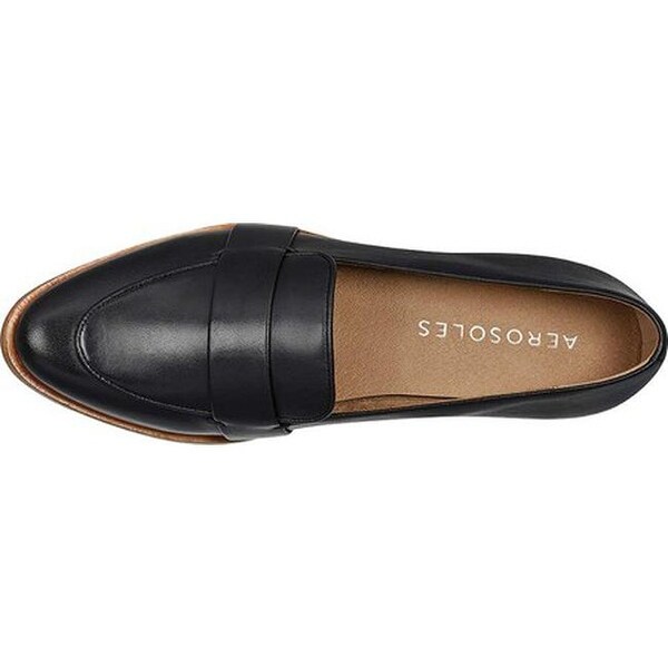aerosoles loafers black leather