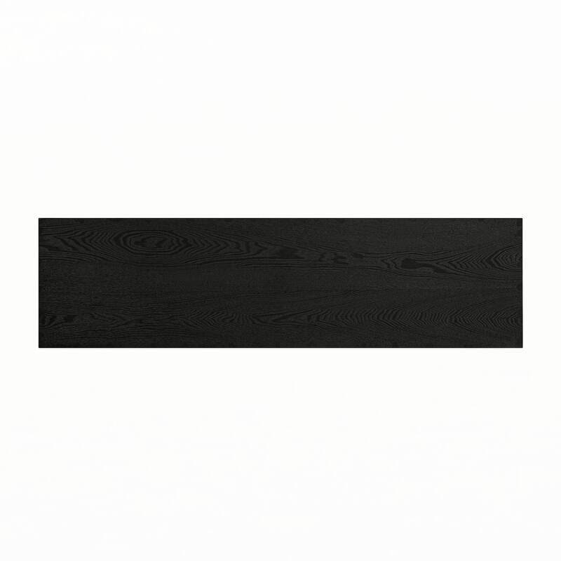 Narrow Console Table with Rattan Accent(Antique Black)