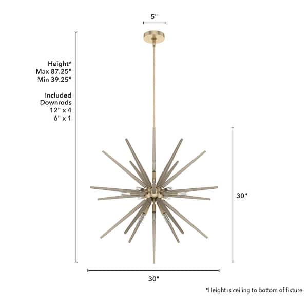 dimension image slide 2 of 7, Hunter Jupiter Star Pendant - Entry, Dining Room - Mid-Century Modern, Sputnik
