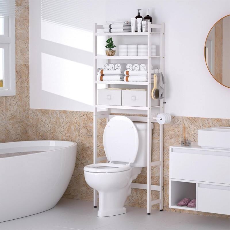 Over The Toilet Storage - 9.17"D x 23.23"W x 65.35"H - White