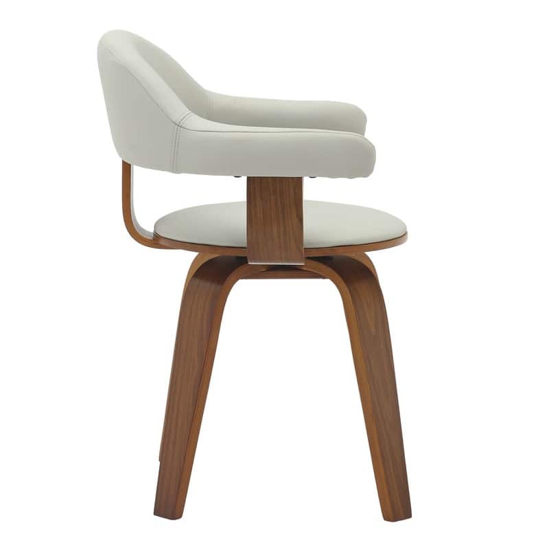 Brivo Modern Leather Swivel Accent Dining Chair in Solid Wood Frame with Open Curved Back Design for Home Living or Dining Room