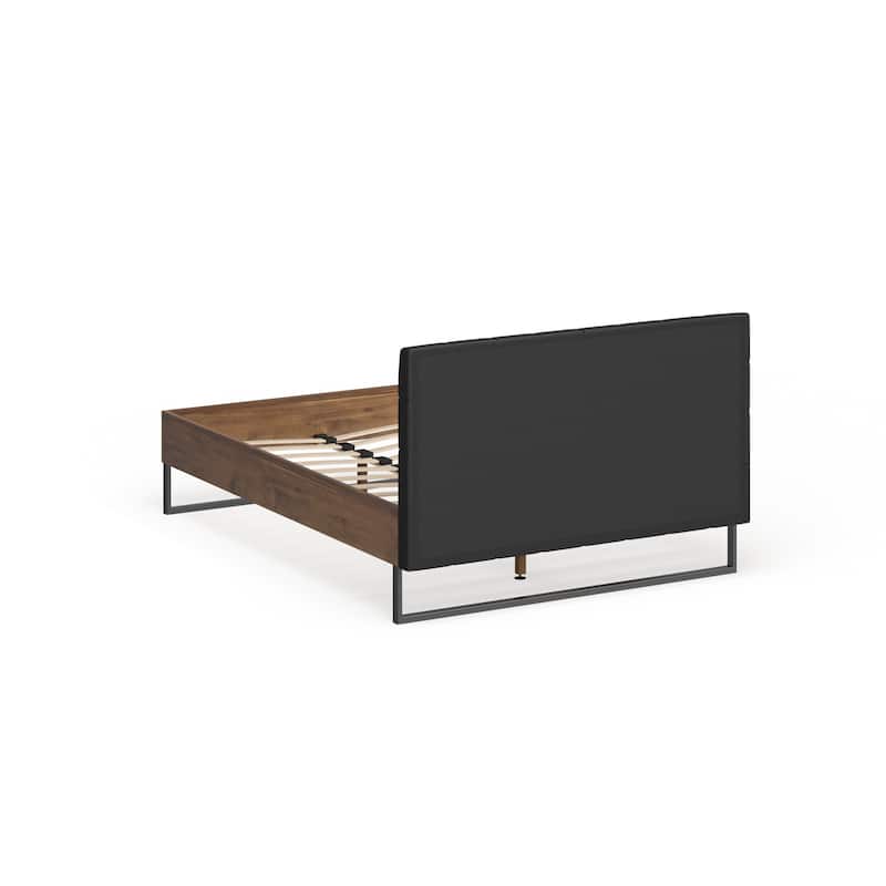 Industrial Mixed Material Platform Bed with Headboard by Baxton Studio