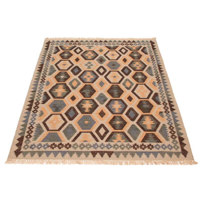 Ankara FW Khaki Kilim 5'5" x 7'5" - 5'5 x 7'5