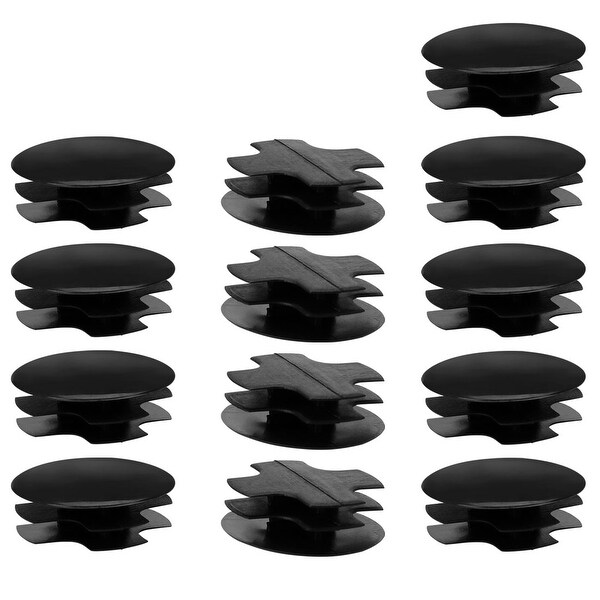 13pcs 1 1/4" 32mm OD Plastic Round Tube Inserts Ribbed Pipe Cover Caps Black Floor Protector, 1.14"-1.22" Inner Dia