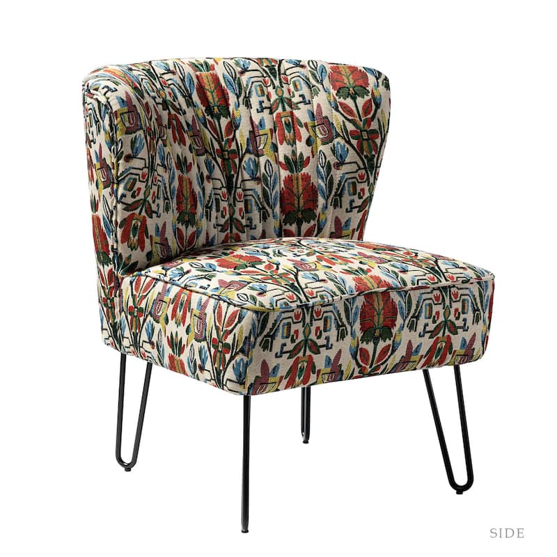 Estebana Contemporary Upholstered Side Chair with Floral Pattern by HULALA HOME