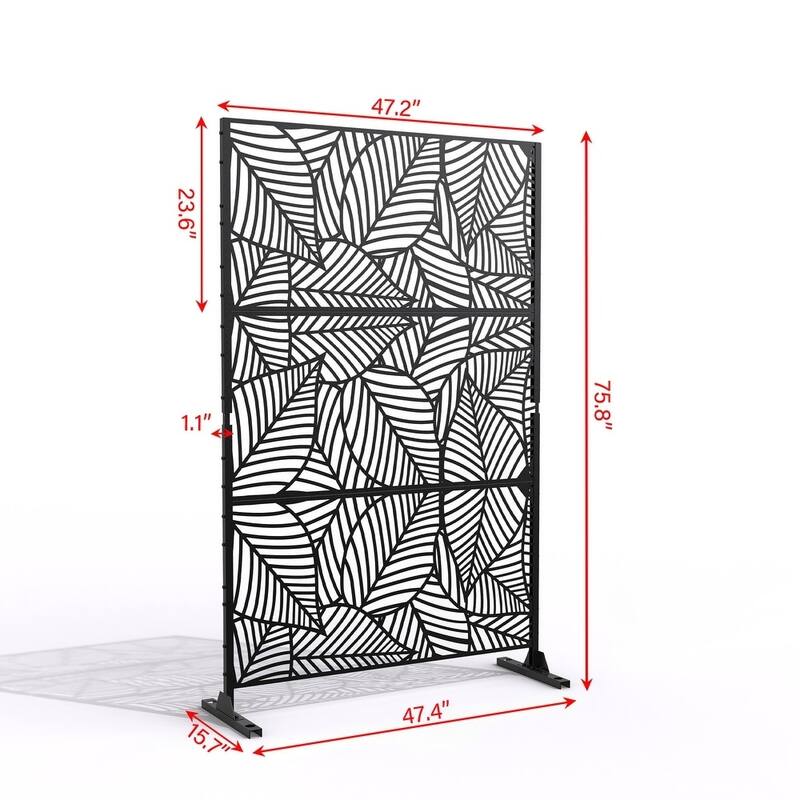 Free Standing Metal Privacy Screen Panel Decorative Outdoor Privacy Screen - 72"H x 47"W