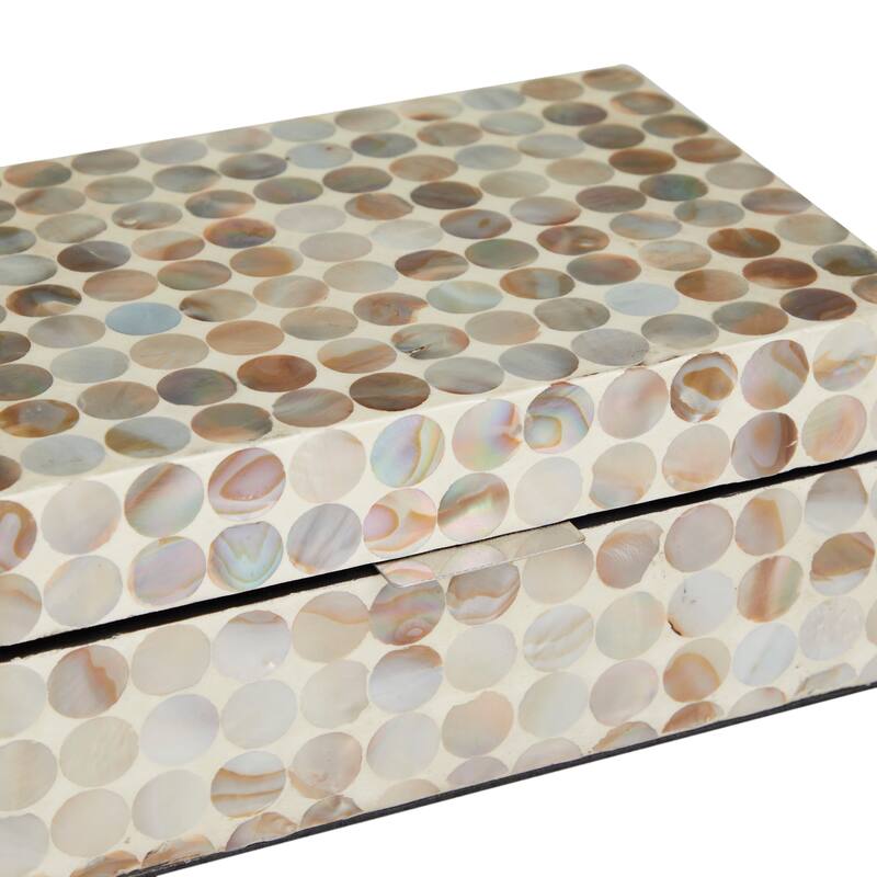 Mother of Pearl Handmade Geometric Box with Hinged Lid (Set of 2)