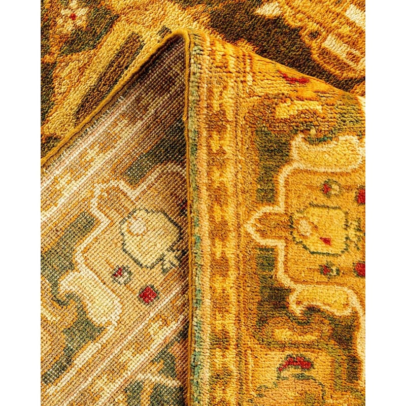 Overton Hand Knotted Wool Vintage Inspired Traditional Ottoman Gold Area Rug - 4' 1" x 6' 2"