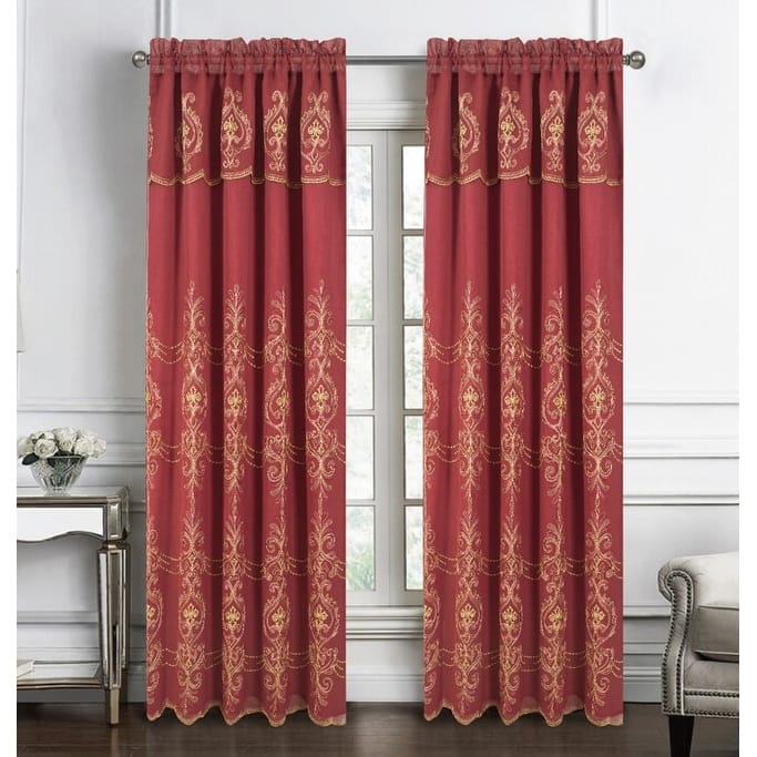 Jayla Embroidered Panel 90" - Burgundy